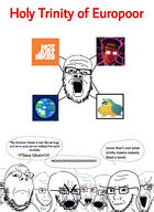 angry bloodshot_eyes closed_mouth crying drool european_union glasses hand meta:tagme open_mouth soyjak speech_bubble stretched_mouth stubble subvariant:soyak_(irritated) text trinity variant:a24_slowburn_soyjak variant:cryboy_soyjak variant:gapejak variant:soyak yuropoor_cuck_faggot // 2280x3132 // 716.6KB