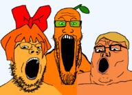 donald_trump froot glasses mymy_(ongezellig) ongezellig open_mouth stubble tinted_glasses trend:soyjak_trio variant:gapejak variant:markiplier_soyjak variant:tony_soprano_soyjak // 860x616 // 28.6KB