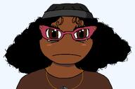 afro beanie black_lives_matter blush brown_eyes brown_skin closed_mouth female frown glasses nappy_head necklace nigger subvariant:soyniqua variant:soytan // 1180x779 // 25.9KB