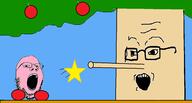 2soyjaks apple drawn_background food fruit glasses kirby open_mouth pink_skin star stubble tree variant:gapejak variant:soyak video_game whispy_woods // 1596x858 // 95.2KB
