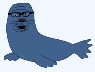blue_skin glasses grey_eyes looking_at_you open_mouth seal series:animaljaks transparent_background variant:suomijak // 2736x2072 // 67.5KB