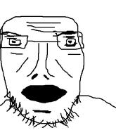 beard glasses open_mouth soyjak stubble variant:unknown // 678x790 // 1.5MB