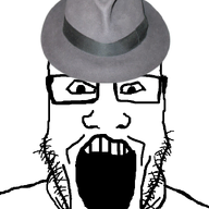 clothes fedora glasses hat open_mouth soyjak stubble variant:markiplier_soyjak // 750x1000 // 174.7KB