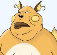 animal cheeks closed_mouth ear fat gynaecomastia latino obese pokemon raichu tail transparent_background variant:meximutt // 888x849 // 205.2KB