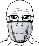 2soyjaks bald closed_mouth glasses mask neutral soyjak stubble subvariant:neutralplier subvariant:soyak_front variant:markiplier_soyjak variant:soyak // 460x544 // 141.5KB