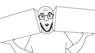 arm clothes glasses holding_object open_mouth soyjak stubble variant:boxjak // 1280x720 // 17.7KB