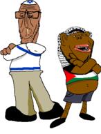 2soyjaks angry brown_skin clothes crossed_arms flag:israel flag:palestine glasses hat hoodie islam israel judaism keffiyeh kippah mutt palestine subvariant:euromutt subvariant:impish_amerimutt variant:impish_soyak_ears variant:markiplier_soyjak // 473x622 // 62.9KB