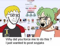 4chan 4chan_hack 4cuck anime award beard black_shirt closed_mouth crying disappointed execution fell_for_it_again_award glasses green_hair hack hacking hair hatsune_miku make_america_great_again meta:not_oc nate open_mouth qa_(4chan) qa_fucking_won red_eyes rope sad sharty sneed soyjak_party soyjak_st soyteen subvariant:science_lover text variant:markiplier_soyjak variant:soyak vocaloid why_did_you_force_me_to_do_this yellow_hair yotsoyba // 1000x770 // 577.1KB