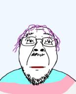 animated artist:xJanny blinking clothes ext=gif eyelashes facing_forward facing_front flag front_facing glasses mustache pointing pointing_up purple_hair smile stubble tranny transgender_flag variant:bernd // 500x620 // 1.2MB