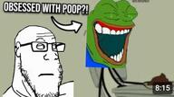 amphibian arrow chair ear frog glasses laughing meta:not_oc nas:pepe neutral pepe_the_frog pepelaugh plate poop stubble subvariant:neutralplier table text variant:markiplier_soyjak // 528x297 // 186.2KB