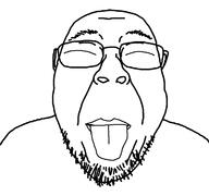 closed_eyes closed_mouth glasses soyjak stubble tongue variant:bernd // 1200x1125 // 29.6KB