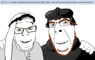 2soyjaks albert albert_(user) arab beard brown_eyes brown_hair cap christianity chud clothes friendship glasses hair hat hugging ireland islam june looking_at_you martin_luther news no_more_brother_wars northern_ireland pope protestant stubble variant:cobson variant:feraljak white_skin yellow_eyes // 1920x1212 // 510.8KB