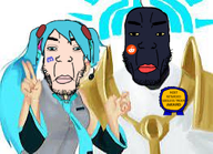 angel blue_hair discord gabriel_(ultrakill) hatsune_miku reddit ultrakill ultrakillpedo variant:markiplier_soyjak // 262x189 // 80.5KB