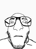 closed_mouth front_facing glasses half_open_mouth looking_at_you neutral series:fusionjaks soyjak stubble subvariant:neutralplier template variant:israeli_soyjak variant:markiplier_soyjak // 600x800 // 73.0KB