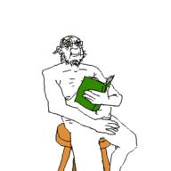 r artist:QQlive assburgers autism book glasses holding_book holding_object ias open_mouth reading soyjak stubble variant:wojak // 500x500 // 22.7KB