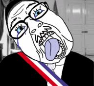 animated assassination blood blue_eyes chile clothes communism gun hair irl_background mustache necktie old open_mouth salvador_allende socialism soyjak suit tongue variant:bernd wrinkles // 414x382 // 2.2MB