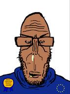 angry artist:unknown award beard brown_skin chud_(boorufag) chud_(soybooru) crying euromutt european european_union flag flag:european_union glasses half_open_mouth meta:op_took_a_selfie_of_xerself most_obsessed_faggot_award mutt red_eyes series:muttverse shitskin star_(symbol) subvariant:euromutt sweater variant:markiplier_soyjak // 594x797 // 34.1KB