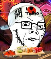 4soyjaks angry chopsticks fish food glasses hachimaki headband i_love irl_background japan merge soyjak stubble sushi table text tokyo variant:soyak wasabi weeb // 698x800 // 725.6KB