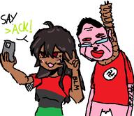 ack ack! africa black_lives_matter black_skin blm_logo chud drawing flags girl hanging meta:bait_post_dni nazism paint pan_african say_ack swastika text trans ugly variant:chudjak variant:raid_tan // 1213x1057 // 61.1KB