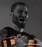 ai_voice crying dead death explosion gibberish gray_skin hair meta:ai_generated nas:gigachad sad stubble suicide suicide_bomber vest // 230x254, 5.5s // 254.4KB