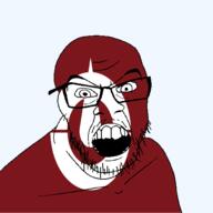 angry flag flag:kochi glasses hair japan kochi looking_at_you mustache open_mouth soyjak stubble teeth todofuken transparent_background variant:feraljak // 1500x1500 // 82.5KB