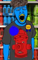 3soyjaks angry arm badge beak berryboy blue_skin blueberry_inflation clenched_teeth clothes crying fire_hydrant glasses inflation_fetish irl_background open_mouth prime_(drink) series:x_inmigrants soyjak stubble subvariant:wholesome_soyjak tshirt twitter variant:gapejak variant:tewi wrinkles zoomer zoomer_hair // 357x563 // 268.6KB