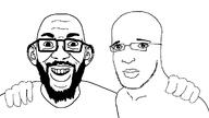 beard celebrity closed_mouth drake glasses hugging kendrick_lamar low_effort mustard no_more_brother_wars rap rapper series:joke_soyjaks soyjak stubble template variant:drakejak variant:mustardjak white_skin // 1018x574 // 74.2KB
