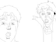 2soyjaks clothes hair jojos_bizarre_adventure jonathan_joestar open_mouth pointing robert_e._o._speedwagon scar soy_parody soyjak variant:two_pointing_soyjaks // 680x510 // 40.1KB