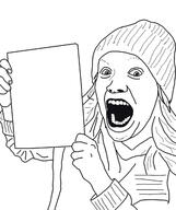 arm beanie clothes female hand hat holding_object open_mouth soyjak subvariant:cobson_holding_paper // 1070x1280 // 185.7KB