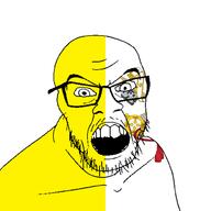 angry country flag flag:vatican_city glasses hair key looking_at_you mustache open_mouth soyjak stubble teeth variant:feraljak vatican // 1500x1500 // 59.6KB