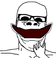 death_forest glasses hand hollow_eyes nose open_mouth shaved soyjak stretched_mouth the_stranger_(death_forest) variant:a24_slowburn_soyjak // 700x730 // 31.0KB