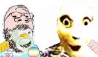 baby babyjak beard blue_shirt caca eyes flag flag:minor_attracted_person flag:transgender_pride_flag friendship glasses hand mouth nose pacifier pink_skin protect_trans_kids transgender_flag variant:gapejak variant:poopson variant:poopy yellow_skin // 1076x632 // 702.7KB