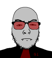 clothes eyebrows eyes fangs frown head initial jacket meta:namefags meta:self_insert mouth name nose q quickslaughter_(namefag) red_glasses red_shirt s sharp_teeth stubble teeth transparent_background variant:uncjak // 900x1000 // 16.6KB