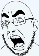 ear glasses open_mouth redraw soyjak stubble template variant:cobson // 749x1064 // 348.0KB