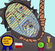 accessory ack animal award badge bloodshot_eyes faggot flag flag:poland fur furfag furry hanging medal newfag open_mouth original_content poland protogen red_eyes ribbon robot rope snitched_again_award soot_colors soyjak soyjak_party subvariant:trannyfur text tongue tranny trans variant:bernd wolf // 760x704 // 516.9KB
