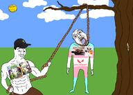 3soyjaks arm bloodshot_eyes buff closed_mouth clothes crying drawn_background ear full_body glasses grass hand hanging holding_object holding_rope irl leg lynching noose open_mouth outdoors overwatch plants_vs_zombies plants_vs_zombies_garden_warfare rope smile smug soyjak stubble subvariant:wholesome_soyjak sun team_fortress_2 tongue tranny tree valorant variant:bernd variant:chudjak variant:gapejak yellow yellow_skin yellow_teeth // 2100x1500 // 430.5KB