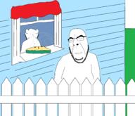 2soyjaks artist:sectionalism back bald closed_eyes closed_mouth drawn_background ear fence glasses grass house pie sky smelling stubble variant:cobson variant:impish_soyak_ears window // 3256x2800 // 203.1KB