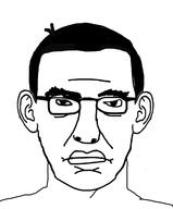 chud closed_mouth ear glasses hair soyjak subvariant:chudjak_front variant:chudjak variant:sudanid_phenojak yamnaya // 1001x1206 // 124.9KB