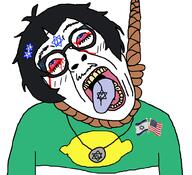 ack american_flag anime anime_female blood blood_from_eyes bloodshot_eyes blue_eyes crying crying_blood dark_hair dead female flag flag:israel flag:united_states girl glasses hair hang hanged hanging israel judaism necklace noose rope sproke star_of_david suicide united_states variant:bernd variant:sproketan woman z z_(zionism) zionism zionist // 999x913 // 80.1KB