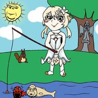 fishing fishing_rod gem genshin_impact open_mouth subvariant:feralsquirrel subvariant:gapejak_female subvariant:science_lover subvariant:wholesome_soyjak trend:squirreljakking variant:bernd variant:feraljak variant:gapejak variant:markiplier_soyjak // 1000x1000 // 104.8KB