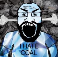 angry arm balding beard clothes coal coal_background fume gem gem_skin glasses hair i_hate open_mouth soyjak subvariant:science_lover teeth text tshirt variant:markiplier_soyjak // 708x697 // 764.8KB