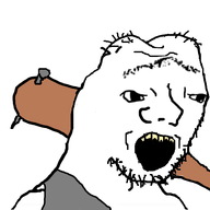 caveman clothes club_(weapon) grug open_mouth soyjak stubble unibrow variant:soyak weapon yellow_teeth // 485x443 // 38.4KB