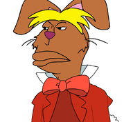 alice_in_wonderland bowtie clothes ear fur hair hare lips march_hare nose rabbit subvariant:brazilmutt tail variant:meximutt whiskers white_background // 888x818 // 50.1KB