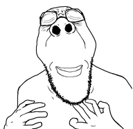 bald closed_eyes closed_mouth glasses hand holding_laughter ishowspeed lips nose smile soyjak stubble variant:spedjak white_background // 768x749 // 17.5KB