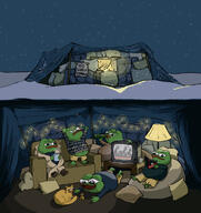 amphibian animal cat christmas coffee comfy frens frog mein_kampf nas:pepe no_girls_allowed pepe_the_frog shelter snow sofa subnas:apu // 1141x1209 // 836.4KB