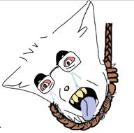 bloodshot_eyes crying furry hanging rope soyjak stubble suicide tongue variant:cobson yellow_teeth // 616x609 // 104.6KB