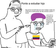 2soyjaks ColombianGhost colombia doomentio doomposting doomverse flag:colombia jerry kenlwright kiwi kiwifarms lolcow purple_hair spanish_text // 596x511 // 126.8KB