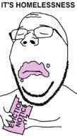arm closed_eyes closed_mouth eviction_notice frown glasses hand holding_object homeless its_over sad soyjak stubble subvariant:wholesome_soyjak text variant:gapejak // 600x1053 // 55.0KB
