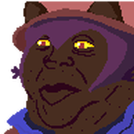 brown_skin cat_ear clothes hair hat jimbo_(namefag) jimbo_(user) jimbrap lips meta:namefags niko_(oneshot) oneshot pixel_art series:jimbo_emotes variant:alicia yellow_sclera yellow_teeth // 97x97 // 1.5KB