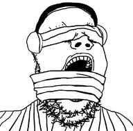 blindfold mummy open_mouth soyjak stubble variant:gapejak // 813x800 // 88.6KB